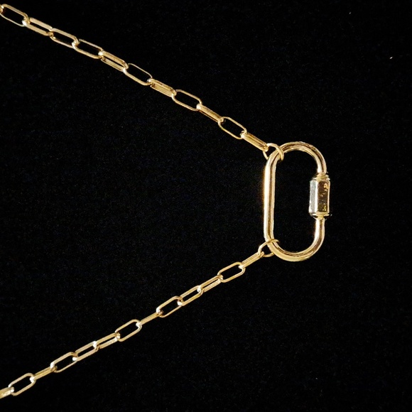 Goldtone Carabiner Necklace - Picture 3 of 4